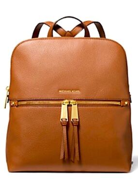 🤎 MICHAEL KORS RHEA LUGGAGE TAN SLIM BACKPACK!